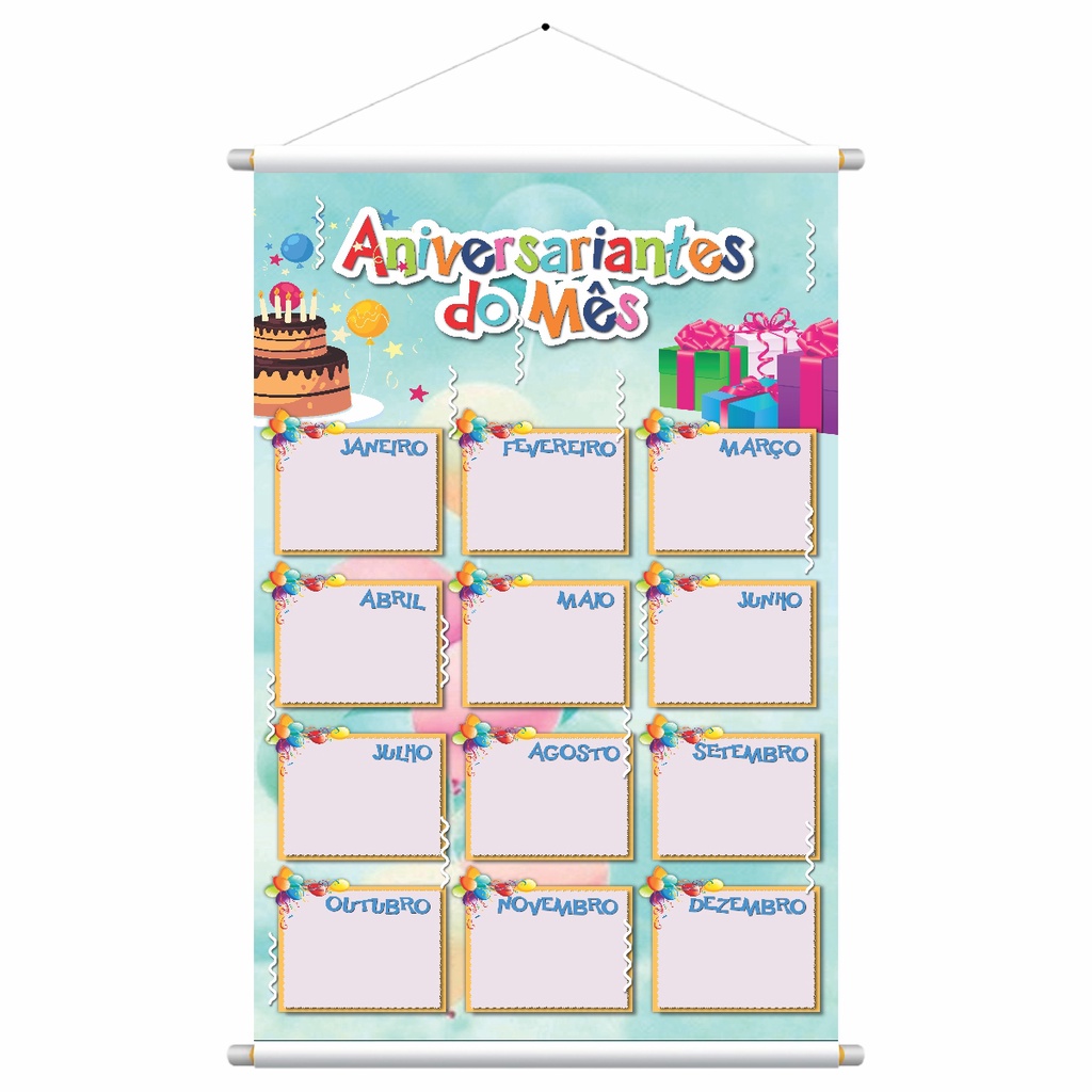 Banner Pedagógico Pronto Calendário Aniversariantes do Mês em Oferta na Shopee