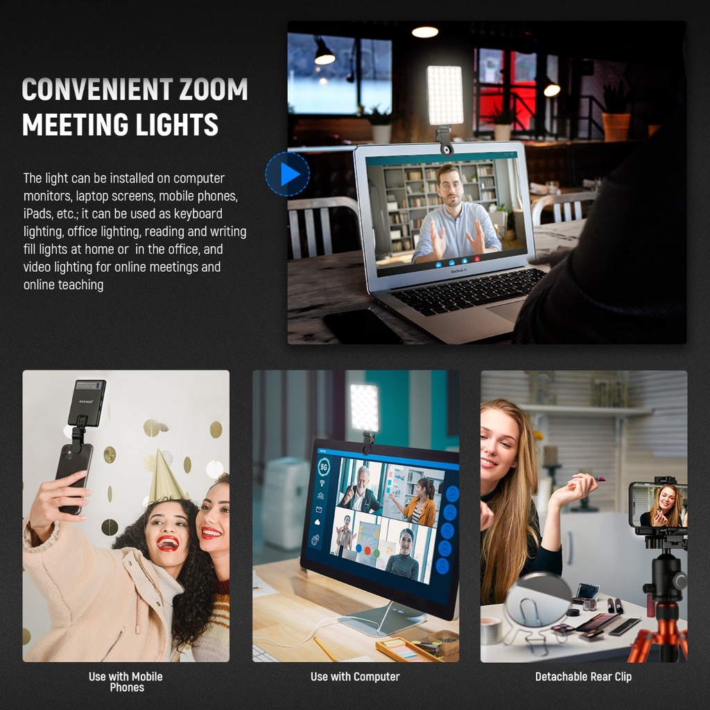 Luz De Preenchimento Portátil RGB Para Celular Com Clipe, Adequada Para Câmeras, Tablets E Celulares, Recarregável
