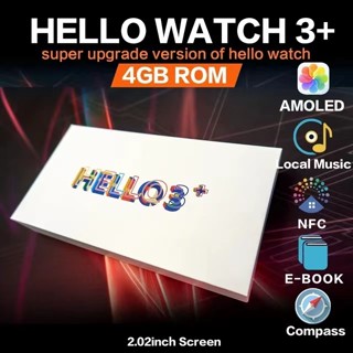 Hello Watch 3 + Plus Smart Com 4GB De ROM 2.04 Polegadas 49mm Bluetooth Smartwatch Photo Album Música Local EBook Para Homens Mulheres