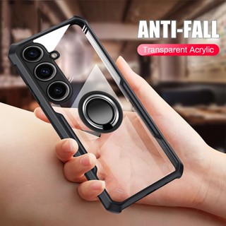 Para Samsung Galaxy A15 4G A25 A35 A55 A24 4G 5G Caixa De Telefone Em Acrílico Transparente Armadura De Anel Magnético À Prova De Choque Coque