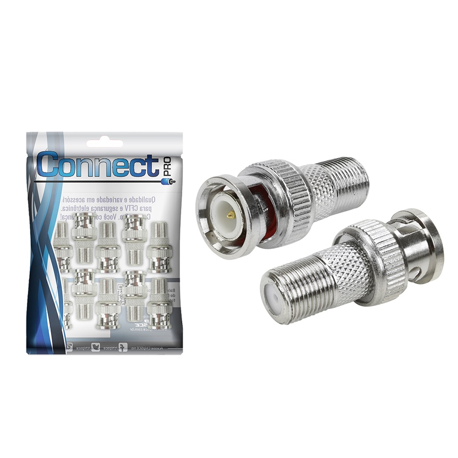 10x Conector Adaptador Bnc Macho F Fêmea Câmeras Cftv