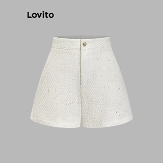 Lovito Shorts Elegantes com Botões e Textura para Mulheres L73AD042