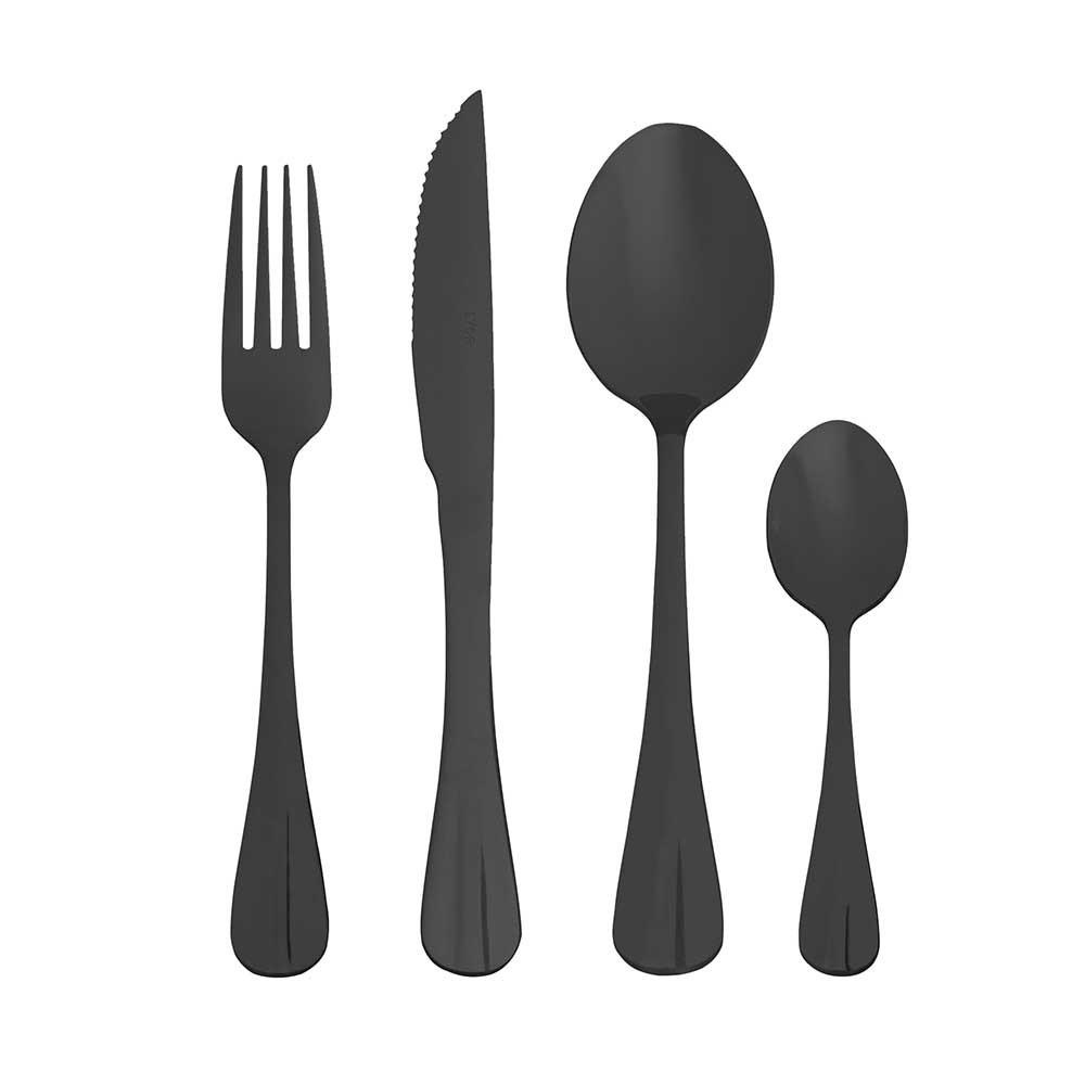 Jogo de Talheres Inox Black 24 Peças - Lyor