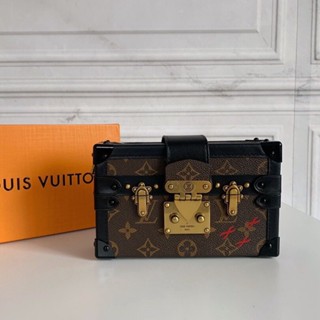 [Com Número De Série Da Caixa] Original Louis Vuitton Antiga Flor LV Petite Malle Monograma Saco De Ombro 19 cm