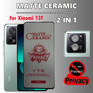 2 Em 1 Película Privacidade Xiaomi 13T Pro 5G Protetor De Tela Anti-Espionagem Pelicula Para Xiaomi 13T Pro Lite Redmi Note 13 13C 4G 5G De Cerâmica Macia Fosca Privacidade & Filme Câmera