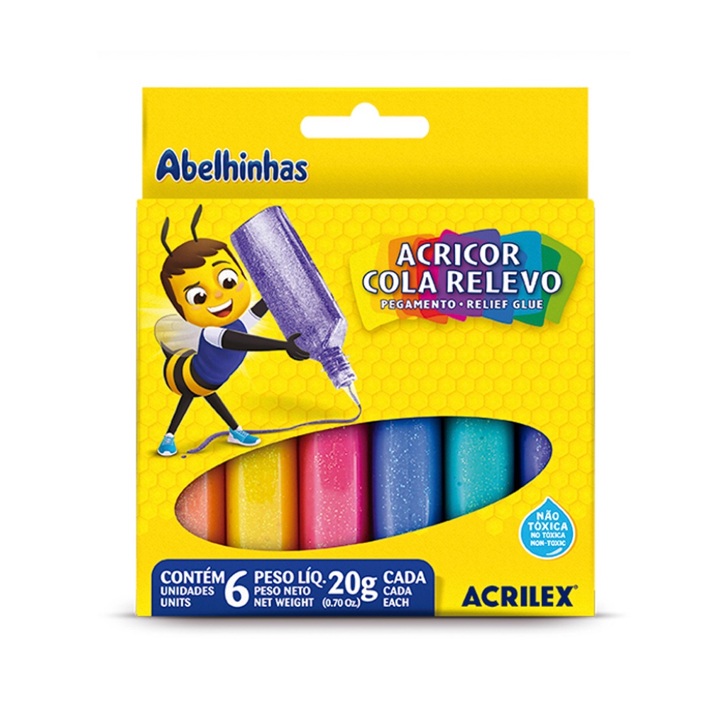ACRICOR COLA RELEVO C/6 CORES SEM COR    ACRILEX   23060000 - Stationery