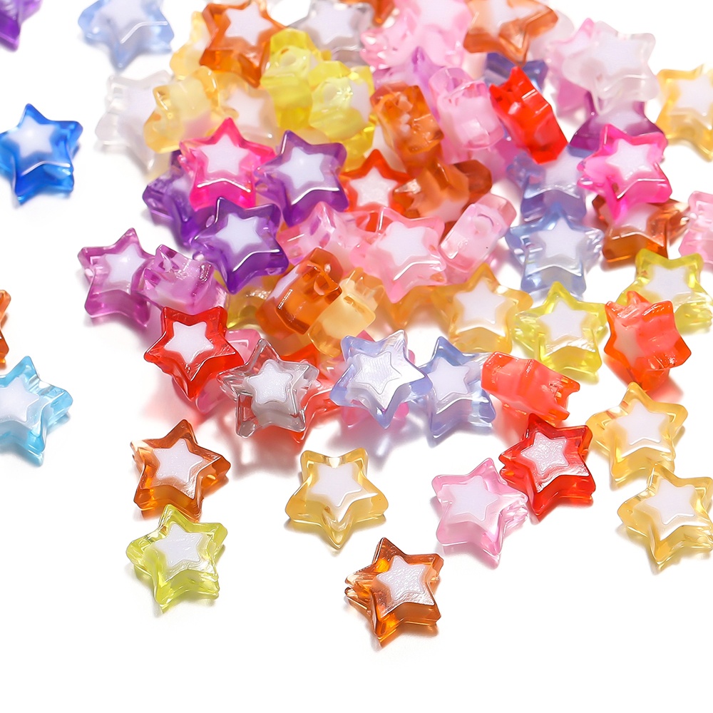 St.kunkka 30pcs 9 * 10mm Sanduíche Transparente Cinco pontas de Sanduíche Star Beads Acrílico Star Beads Star Beads Star Beads para Pulseira de bricolage