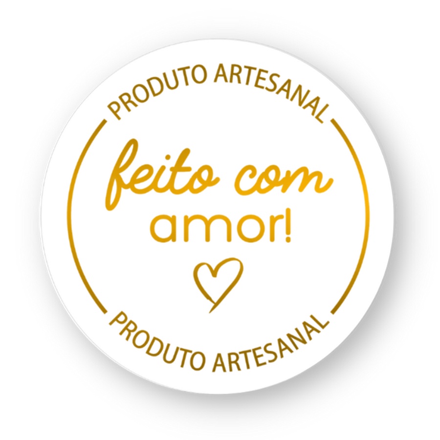 Adesivo Transparente Hot Stamping - "Produto Artesanal Feito com Amor" - Dourado - 30 unidades -  - Rizzo em Oferta na Shopee