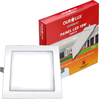 Placa Plafon Led Embutir 20cm 18W BIV 2700K Quadrado Ourolux
