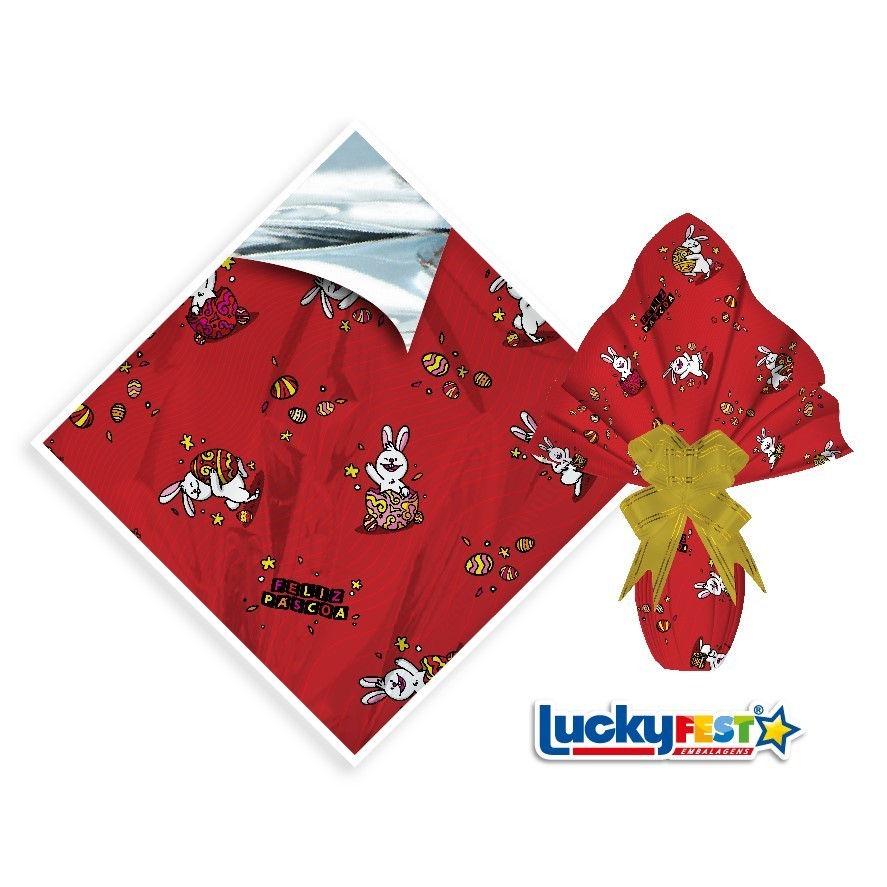 25 Sacos Express VIVA PÁSCOA VERMELHO PARA Ovo Páscoa 100g a 150g - 24X24 cm  Luckyfest