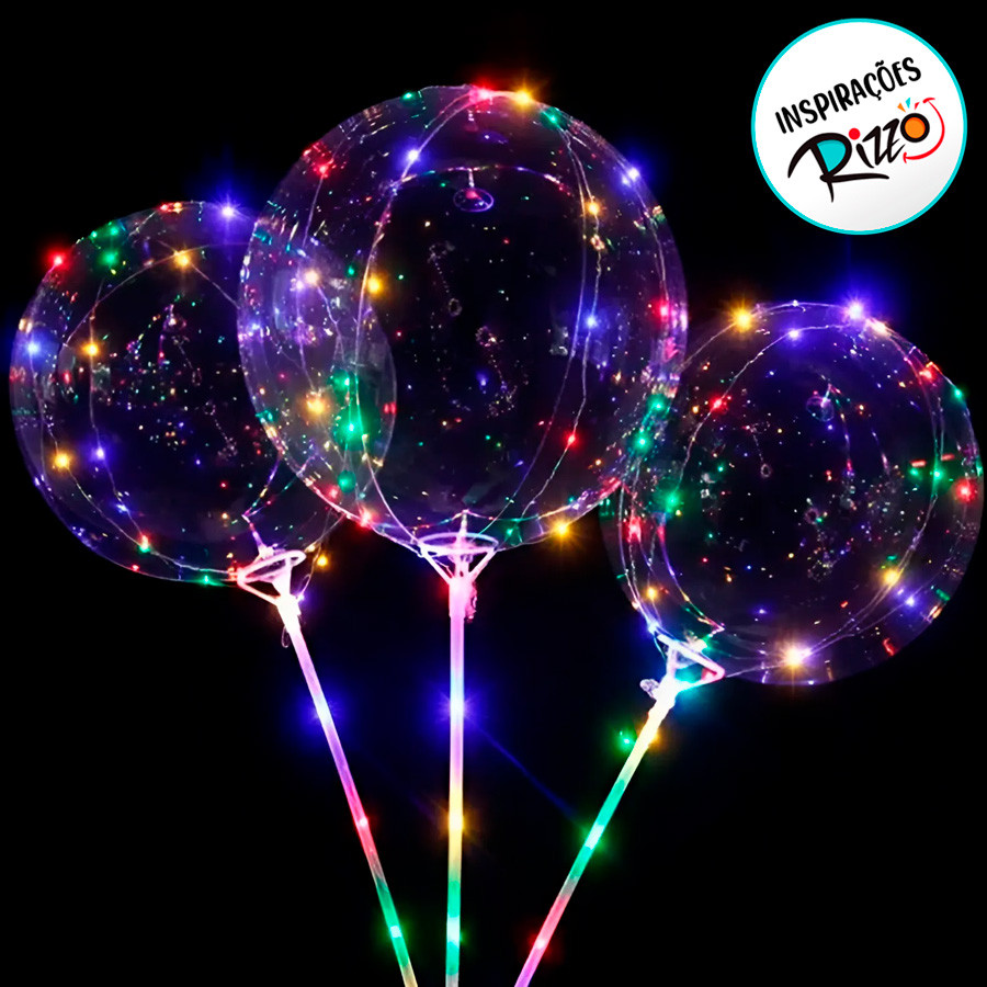 Balão Bubble LED Colorido 35cm - 1 unidade - Cromus - Rizzo