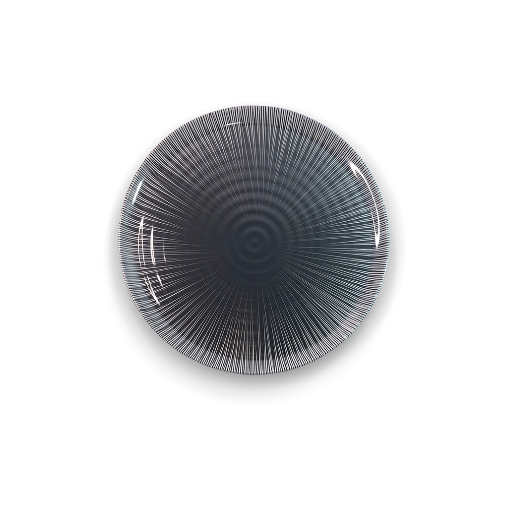 Prato Plástico Preto para Sobremesa Psicodélico 19cm Melamina – Prato Estampado para Refeições