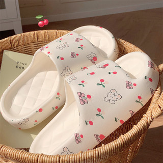 XIXITIAO Antiderrapante eva Chinelos Interior Feminino Verão Bonito Cereja Coelho Sandálias Chinelos