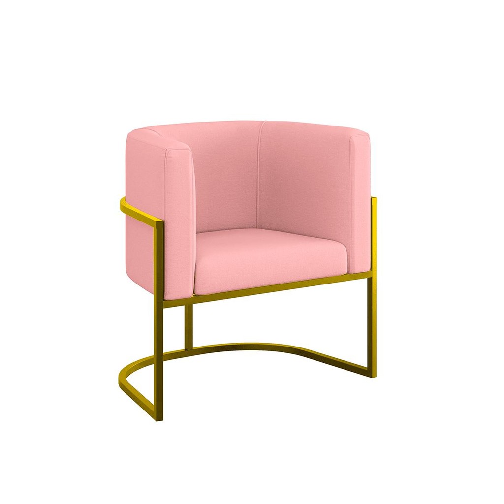 Poltrona Moderna Confortável com Base de Metal Gold Balaqui - Home & Living