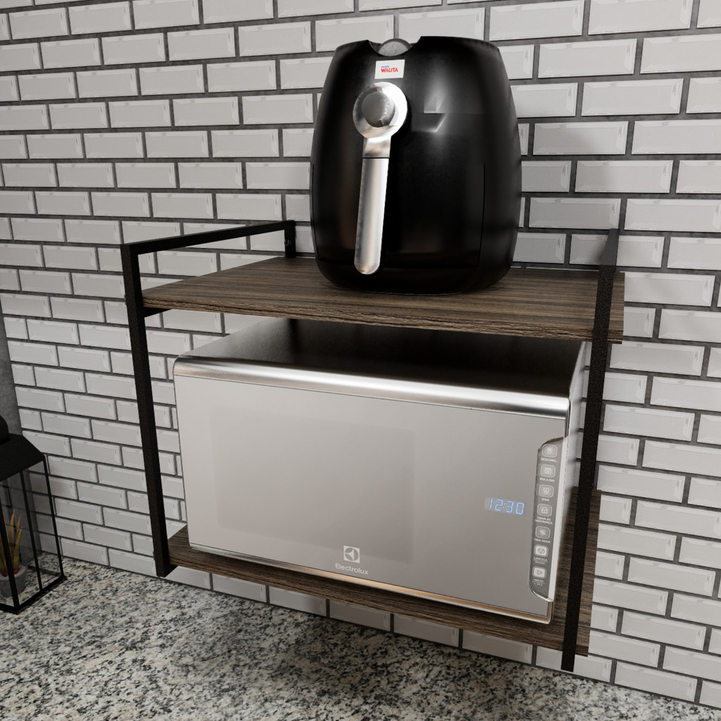 Prateleira Estilo Industrial Forno Eletrico Microondas Air Fryer Cozinha 45x60cm