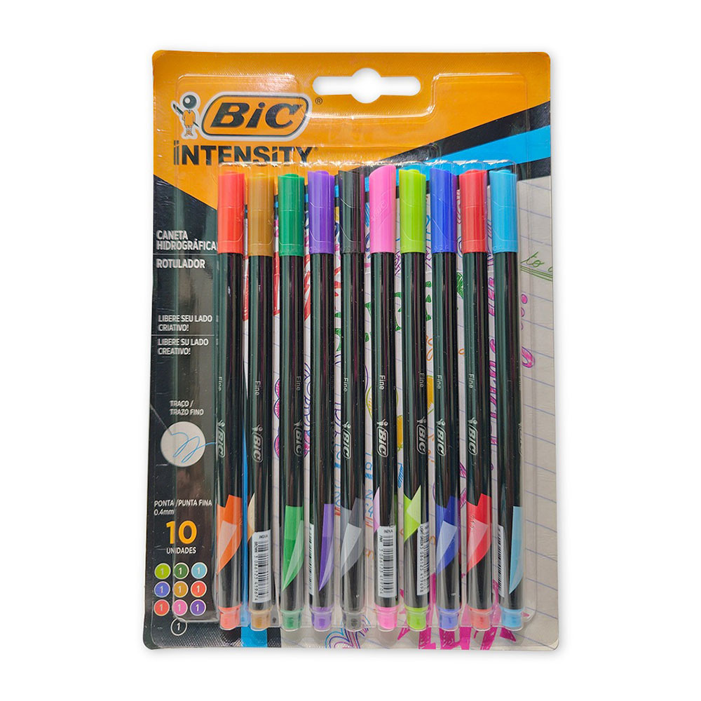 Caneta hidrográfica Ultra Fina Intensity 0.4mm com 10 unidades Bic