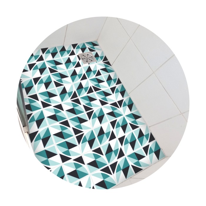 Adesivo piso box e banheiro arte azul turquesa antiderrapante - 1,20 x 0,80m + Kit Instalação