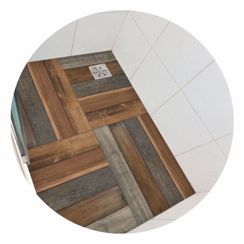 Piso vinil antiderrapante para box e banheiro Mix Madeira - 1,20 x 0,80m + Kit Instalação