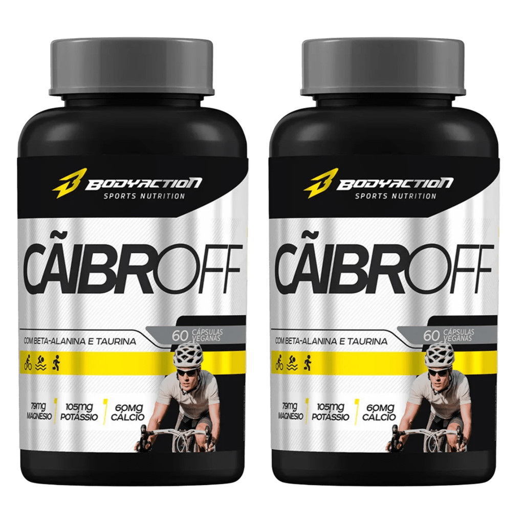 Kit 2 Cãíbroff - Magnésio, Potássio, Beta Alanina, Taurina e Cálcio - Anti Câimbras 60 Cápsulas BodyAction