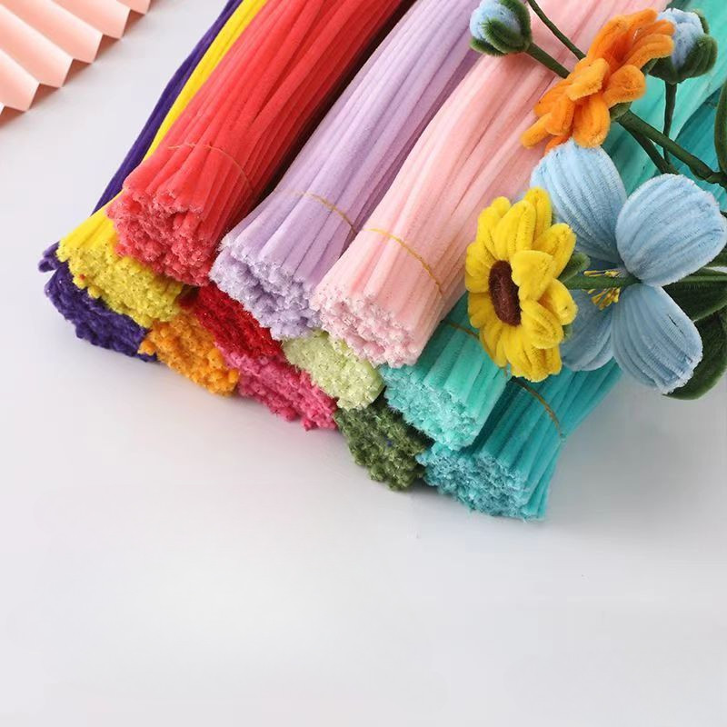 Fio Felpudo 10 Unidades/Conjunto Hastes De Chenille Limpador De Tubos Floral DIY Materiais Para Flores Buquê E Brinquedo