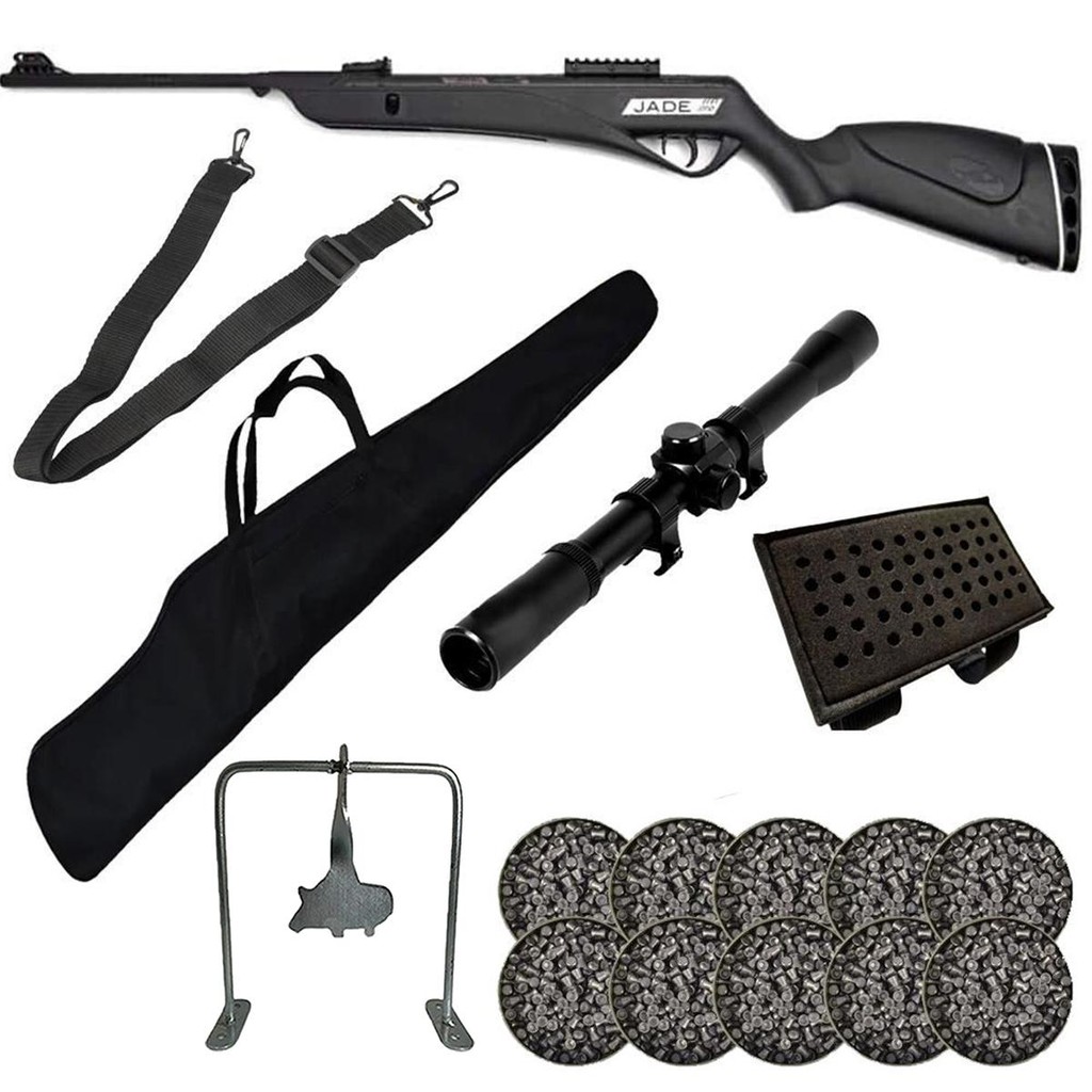 Carabina Pressão Jade Pro Nitro 5.5 CBC + Luneta + 10 Chumbos + Bando + Capa + Javali + Porta Chumbo - Sports & Outdoors
