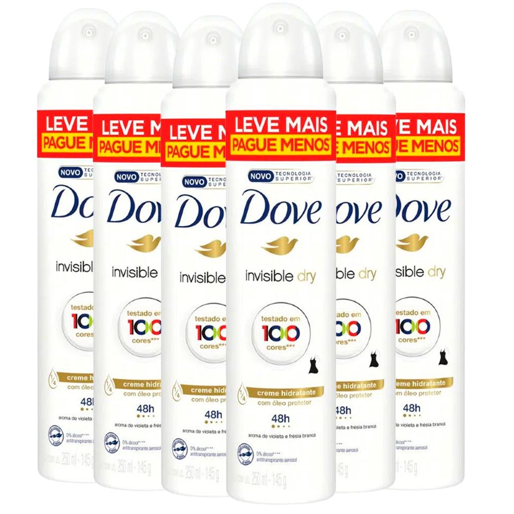 Kit Desodorante Aerosol Dove Invisible Dry 250ml C/6 Unidades