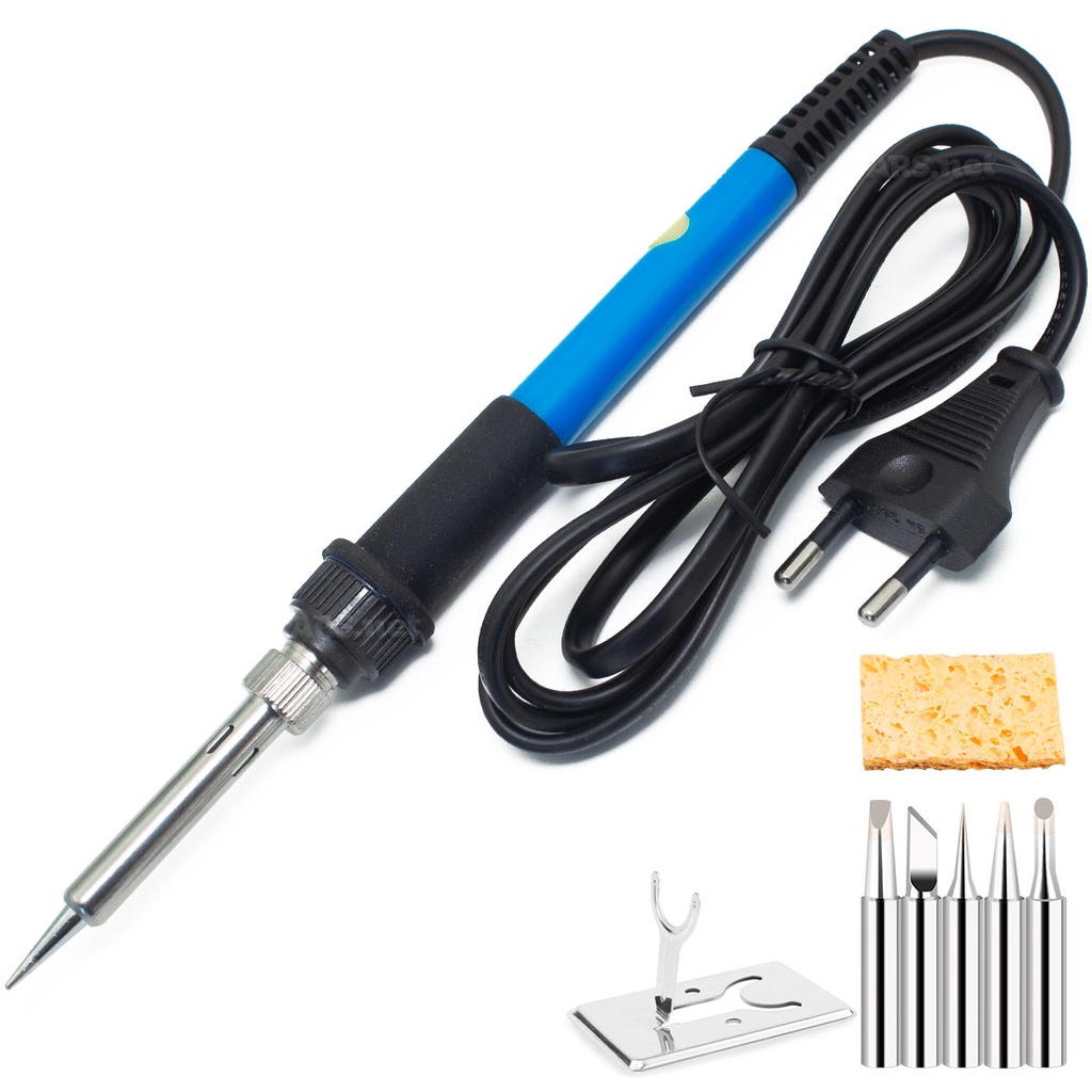 Kit Ferro De Solda 60w 5 Pontas Ajuste De Temperatura Soldador Suporte Esponja 110v  e 220v