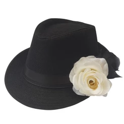 Chapeu Maria Navalha Malandra Preto com Rosa branca e rosa preta Umbanda candomble