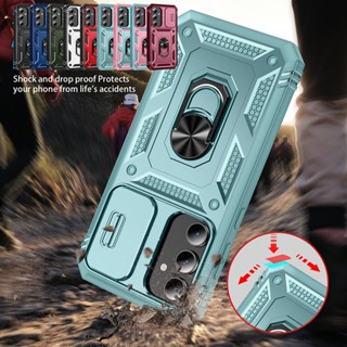 Protetor De Lente Armadura Dura + Capa De Silicone Macia Para Samsung A25 A04S A14 A34 A54 5G A51 4G 360 ° Suporte De Anel De Rotação De Metal Concha Telefônica