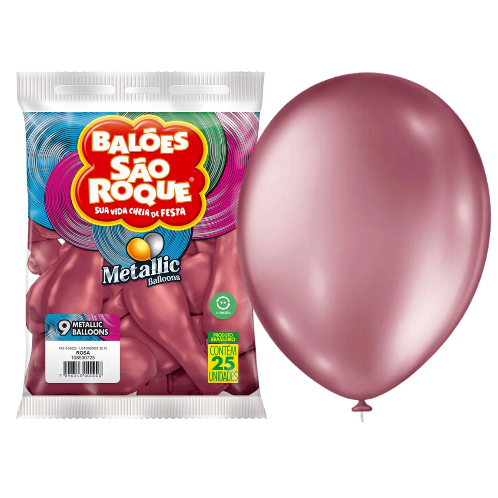 Balões 09 Metallic Com 25un Bexigas Rosa 108530725 - São Roque - Home & Living