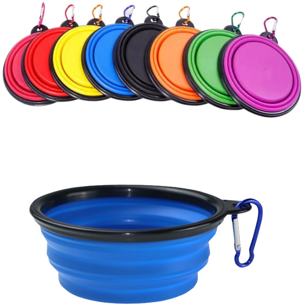 Comedouro ou Bebedouro Portatil Retratil Caes Gatos Bebida ou Comida 300ml Coloridos