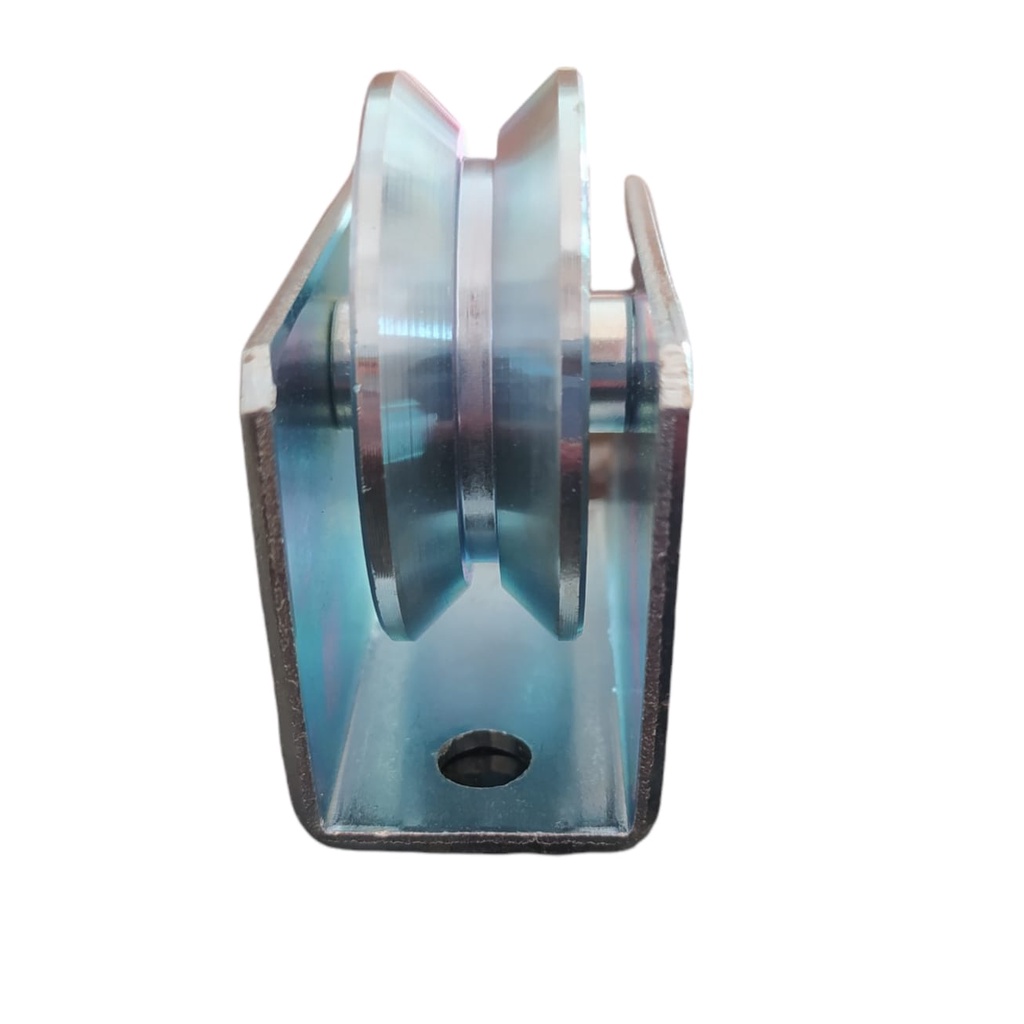 Roldana com Caixa 1.1/2" Trilho V Aço com Rolamento 6201ZZ – Suporta 150kg – Kit 2 a 6 Unidades
