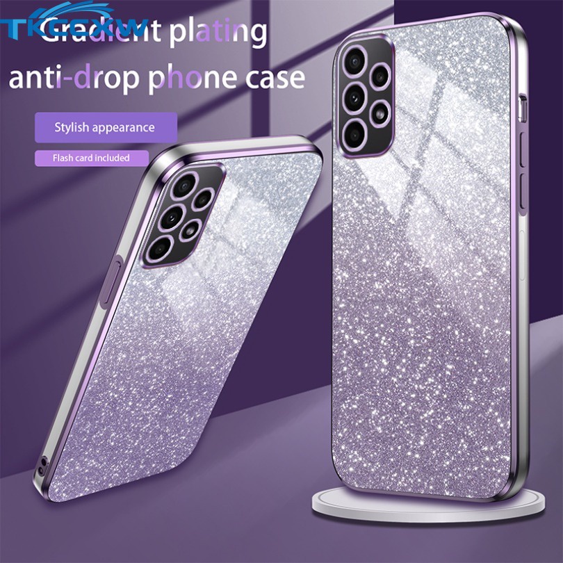 Estojo De Telefone Com Brilho Transparente Para Samsung A73 A72 A71 A70 A54 A53 A52S A51 A50S A30S A34 A33 Textura De