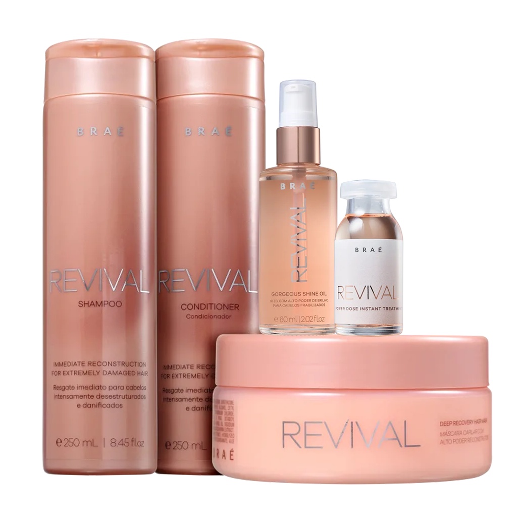 Kit Revival Shampoo, Condicionador, Máscara, Ampola e Óleo - Beauty