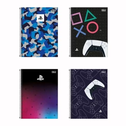 Caderno espiral capa dura universitário 10x1 160 folhas PlayStation Tilibra