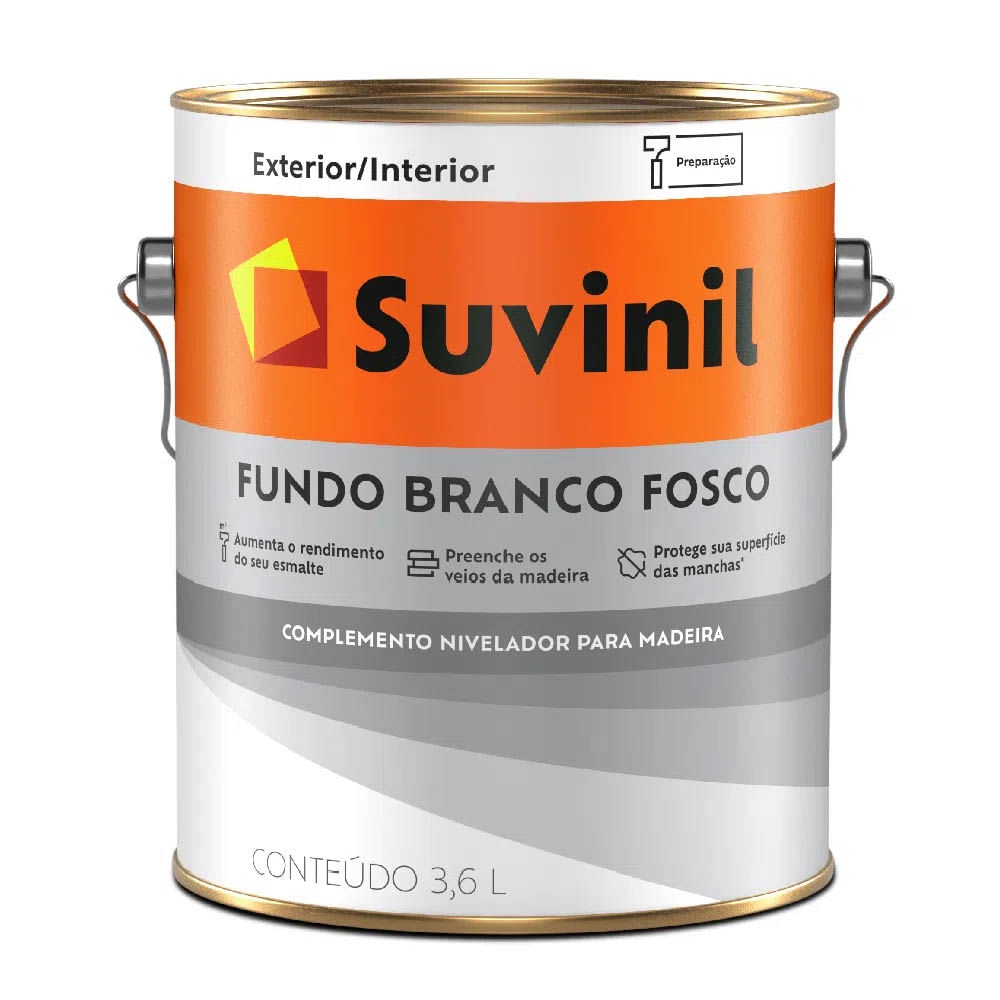 Fundo Branco Fosco Para Madeira Suvinil 3,6 Litros em Oferta na Shopee