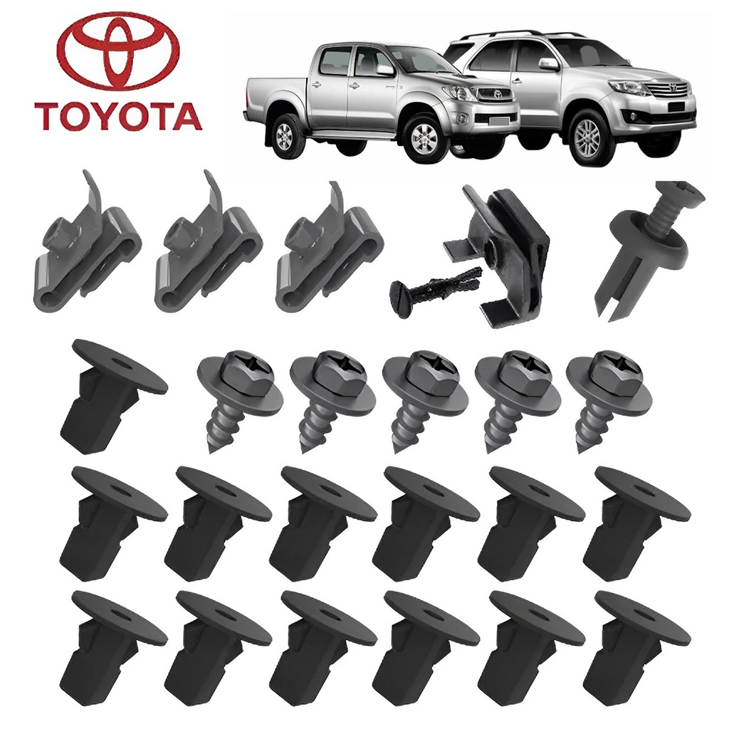 Kit 25 Grampos Presilhas Parabarro Dianteiro Toyota Hilux SW4 SR SRV SRX 2005 a 2011