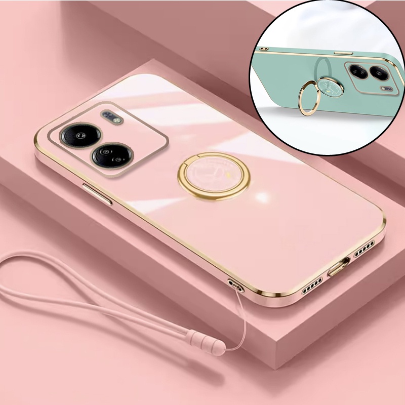 Para Redmi A5 15 14C 13C A3 12C A2 + Note 14 13 Pro Plus 4G 5G Anel Stand Holder Cordão Capa De Telefone Proteção De Len