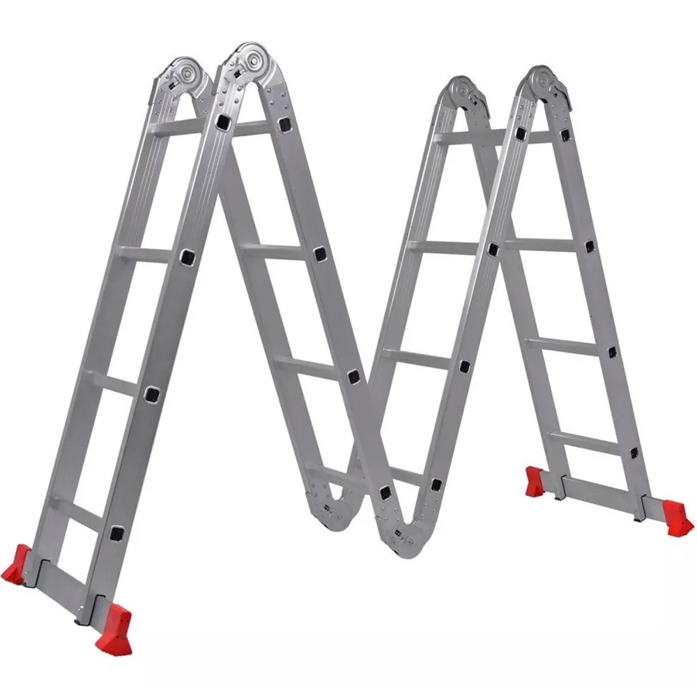 Escada Multifuncional Articulada De Alumínio 16 Degraus 4x4 Até 150kg Profissional Prático - Home & Living