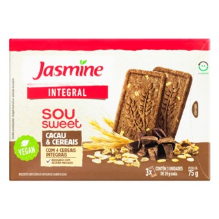 Biscoito Jasmine Integral Sou Sweet Cacau e Cereais Vegan 75g