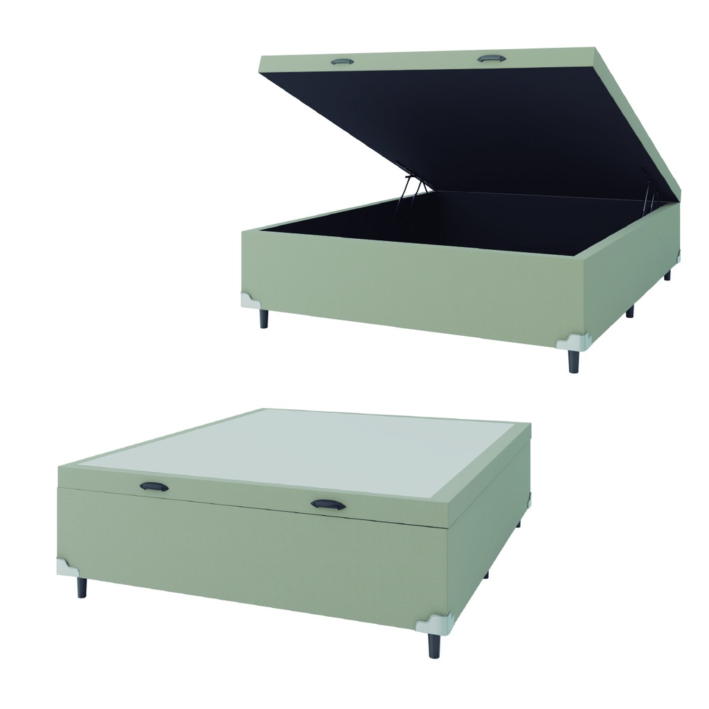 Base Cama Box Baú Casal 138x188x41cm Bege Suede Veludo Prince - Home & Living