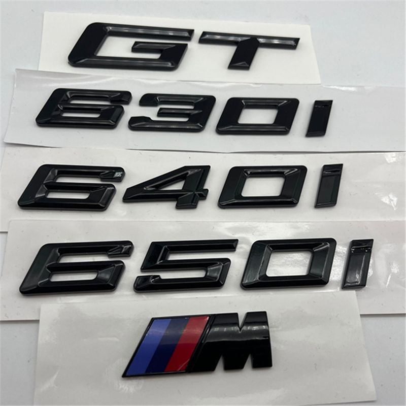 [Marca M grátis] BMW Rotulagem Car Mark 6 Series Modificado GT 630i 640i 650i Marca de carro preta brilhante Marca de pa