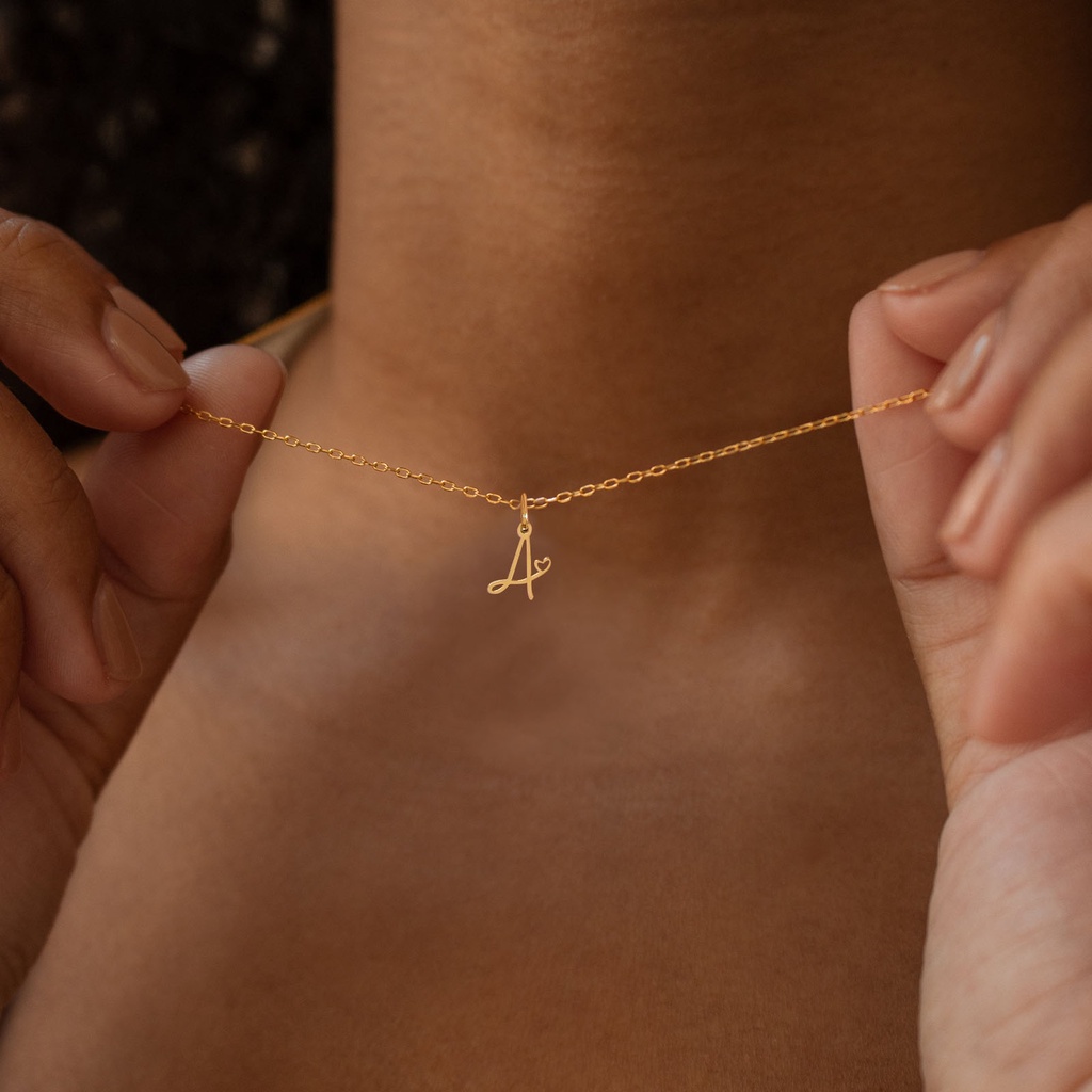 Vnox Inicial Com Colar Pingente De Coração Oco , Gargantilha De Ouro 18K Para Jóias De Feminino