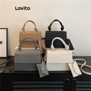 Lovito Conjunto De Bolsa De Ombro e De Moedas Texturizadas Pequena Para Mulheres LFA10621