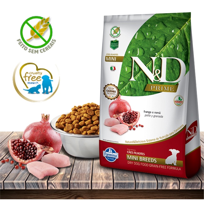 Ração Seca N&D Prime Canine Frango&Romã Puppy Mini Breeds para Cães Filhotes de Raças Pequenas - 10,1Kg