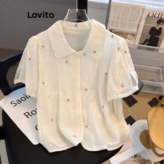 Lovito Blusa com Estampa Floral Delicada Casual para Mulheres LNE36013 (Damasco)