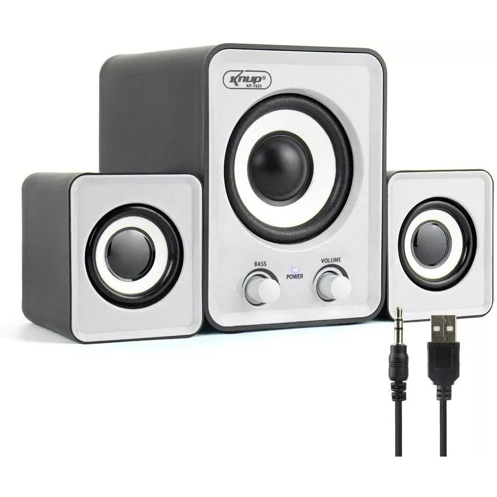 Mini Caixinha Caixa de Som C/ Subwoofer USB Som Estéreo 12W P2 3.5mm KP-7023 em Oferta na Shopee