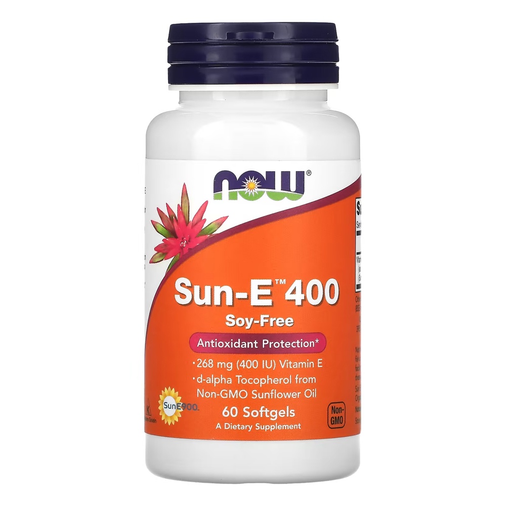 Vitamina E Sun-E 400 268mg Now Foods 60Soft Importado