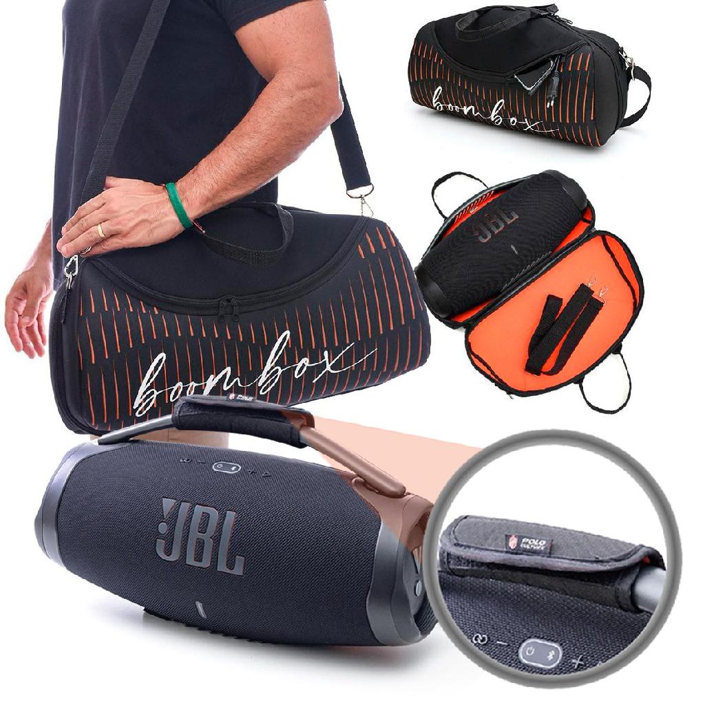 Kit Bolsa Case Capa Protetora Para Jbl Boombox 3 + Protetor de Alça e Ombro Ajustável A Prova D'agua