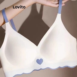 Lovito Bralette Casual Heartshape Heart Colorblock Para Mulheres LNE38493 (Branco)